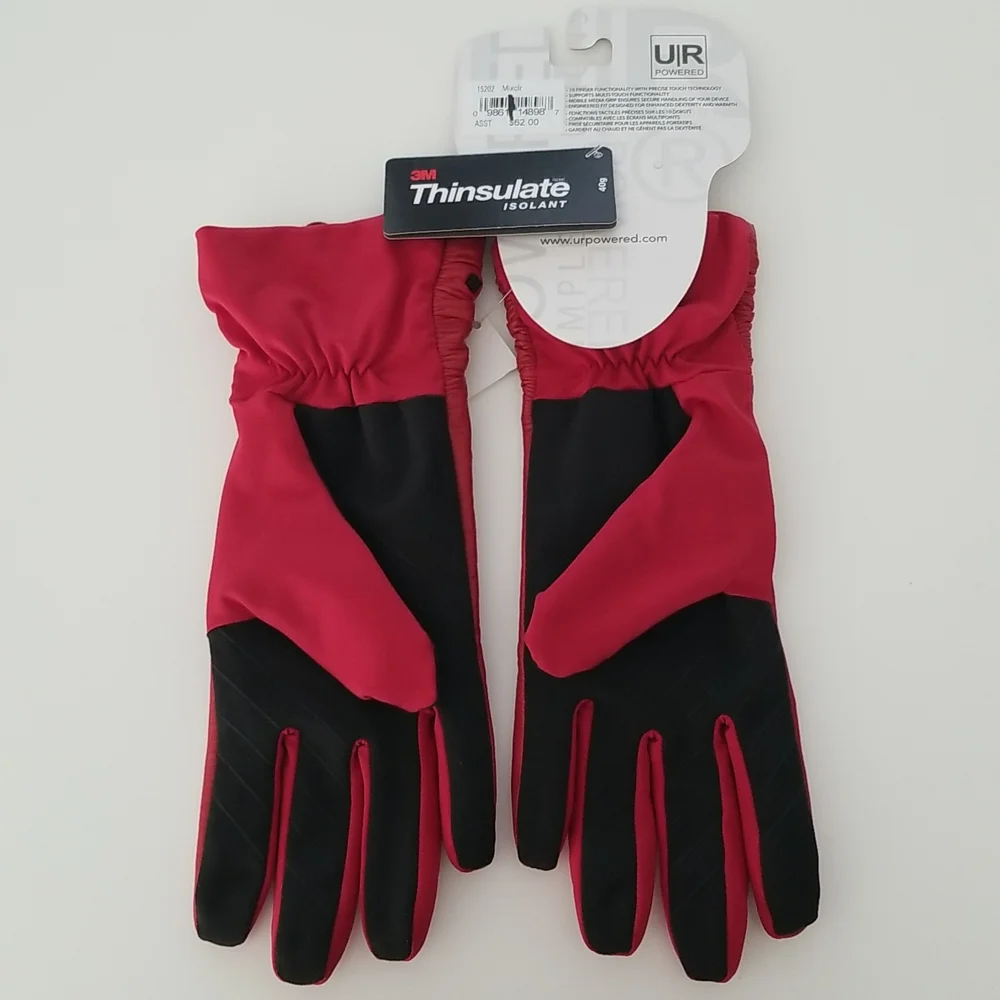 Touch Screen Red Leather Gloves
